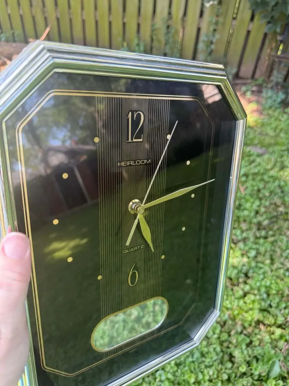Vintage Heirloom Quartz Octagonal Wall Clock with Black and Gold Face